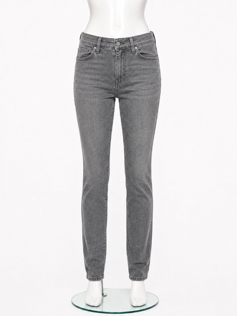 7 For All Mankind High Waist Cropped Straight Gray Jeans Size 24